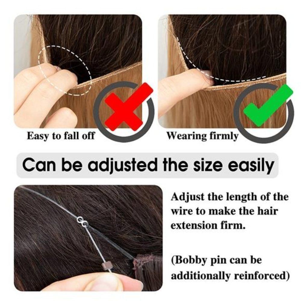 Wavy Curly Hair Extensions Halo Pale Ash Blonde Long halo extension - Picture 6 of 7